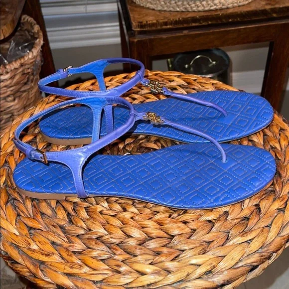 Tory Burch Royal Blue Strappy Thong Sandals Size 9.5 - Picture 3 of 11